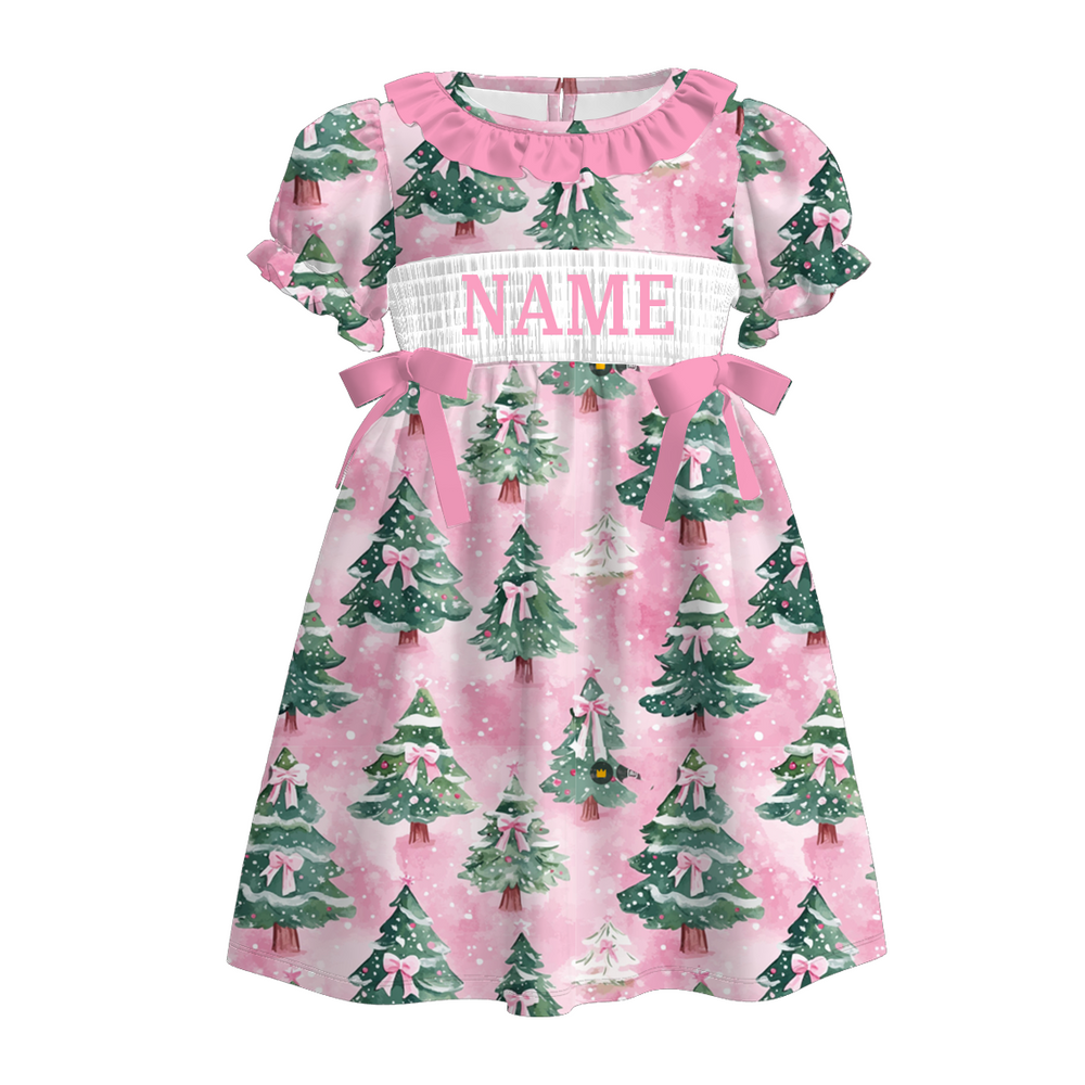 PREORDER Pink Christmas Tree Smocked Sets