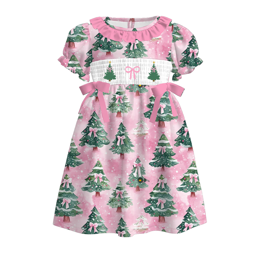 PREORDER Pink Christmas Tree Smocked Sets