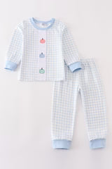 Blue Gingham Pumpkin Pants Set