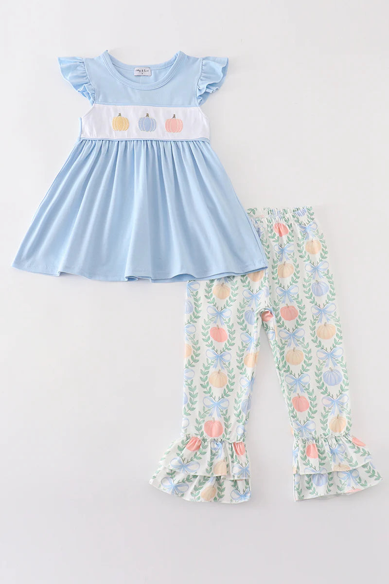 Blue Pumpkin Ruffle Pants Set