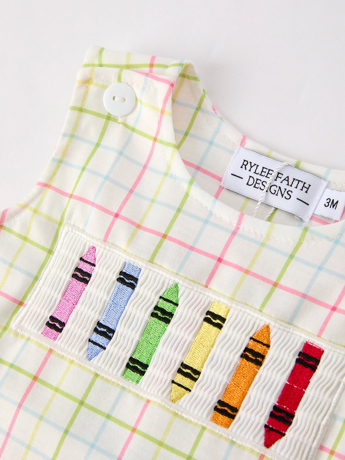 Back-To-School Smocking Embroidery Boys' Romper