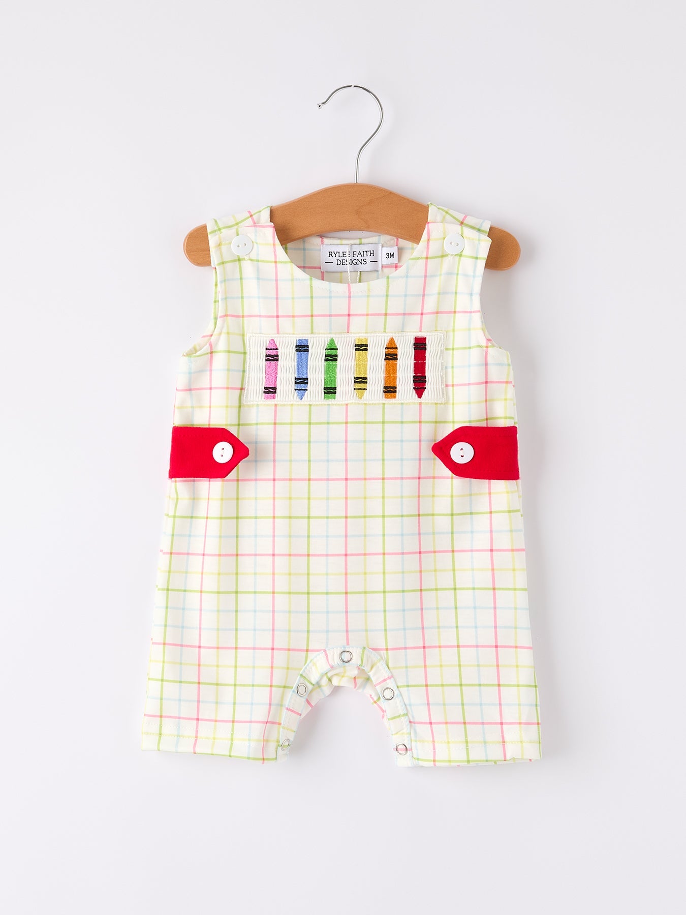 Back-To-School Smocking Embroidery Boys' Romper