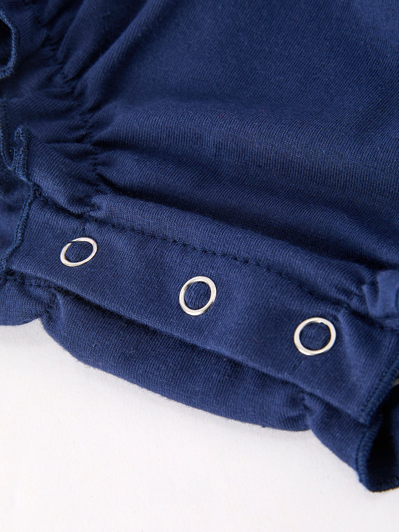 Back-To-School Navy Bow Apple Applique Girls Romper