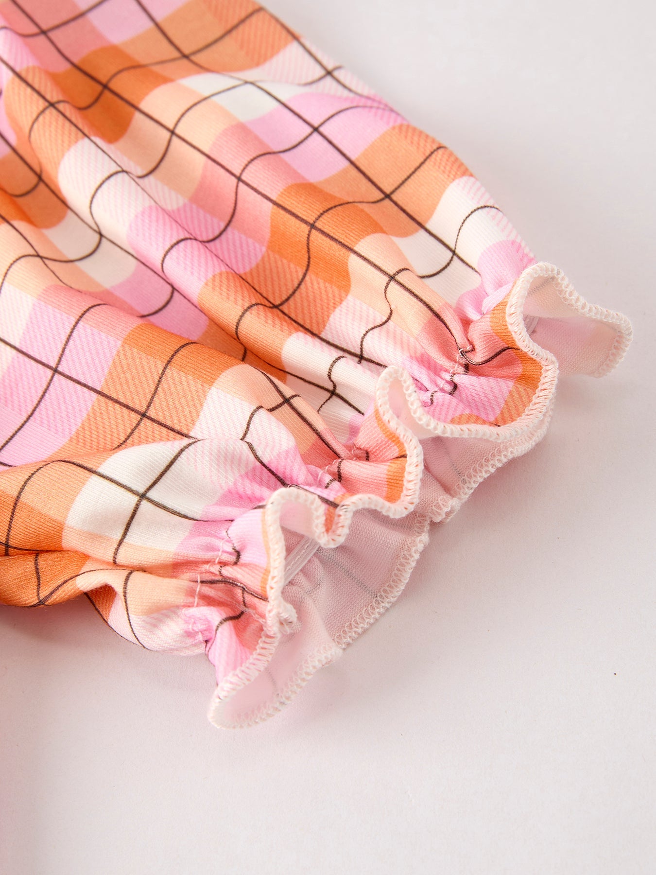 Halloween Pumpkin Bow Ghost Smock Embroidered Plaid Girls Dress