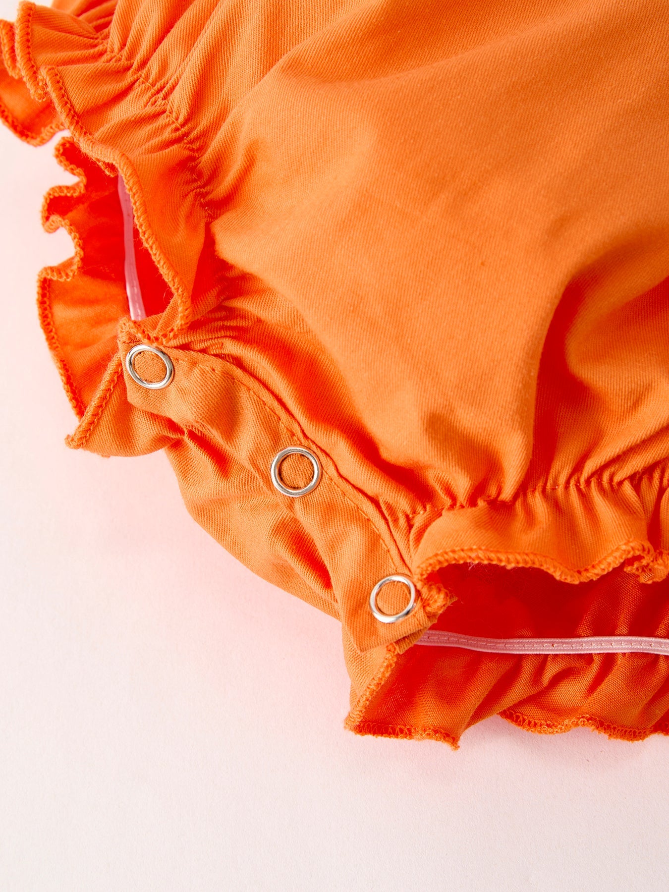 Fall Thanksgiving & Halloween Orange Pumpkin Smock Embroidery Lace Baby Girl Romper