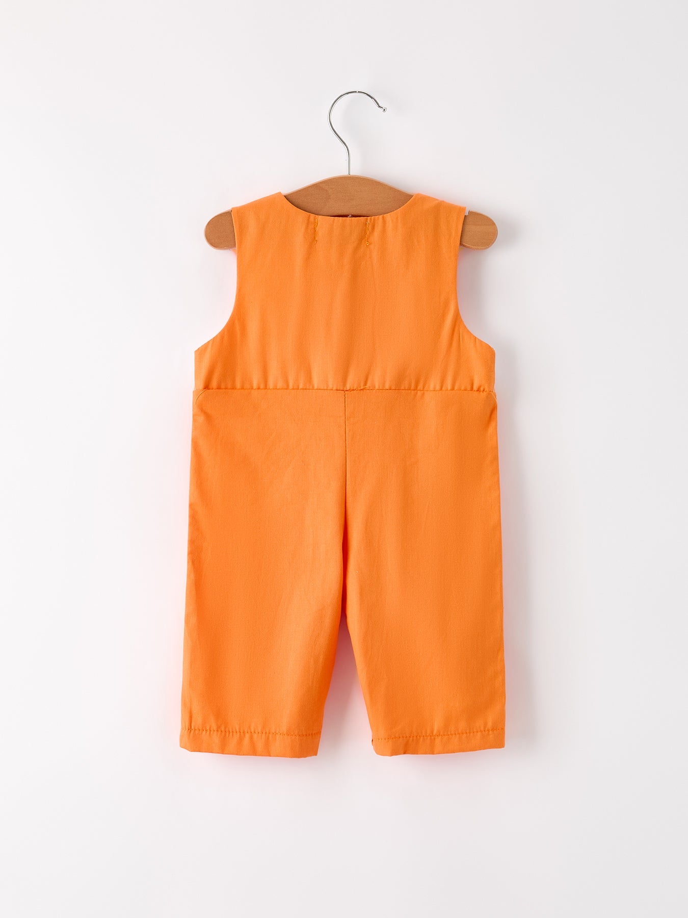 Fall Thanksgiving & Halloween Orange Pumpkin Smock Embroidery Baby Boy Romper