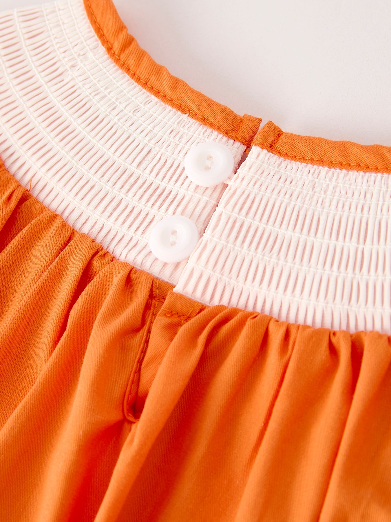 Fall Thanksgiving&Halloween Orange Pumpkin Smock Embroidery Lace Baby Girl Dress