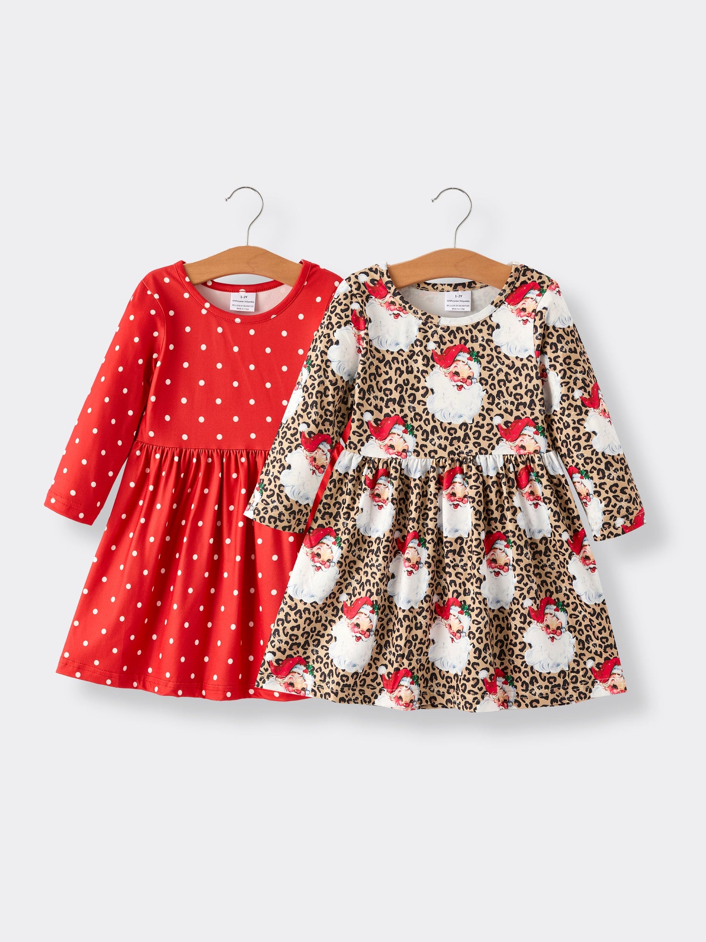Winter Christmas Print Girls Dress Set (2 Pieces)