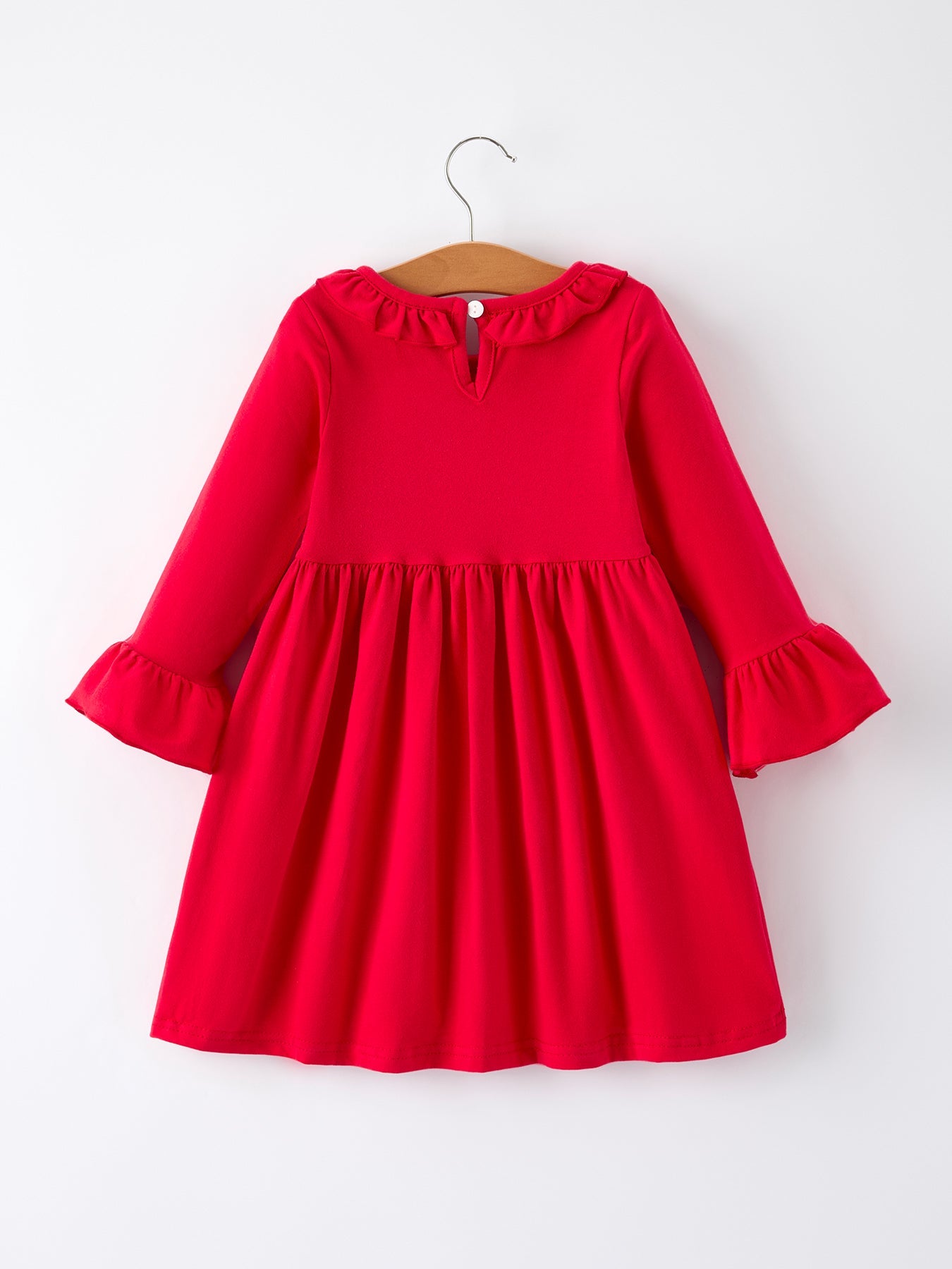 PREORDER: Christmas Smocked Embroidery Girls Dress with Pink Ribbon Ties