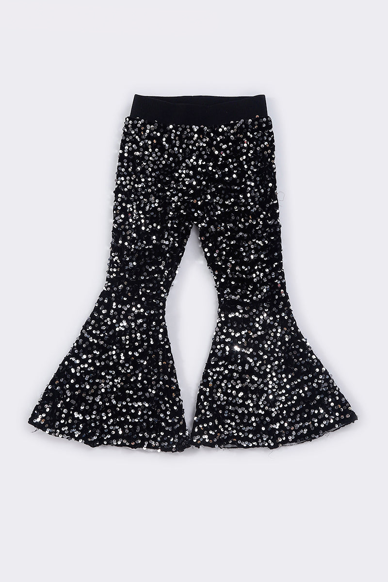 Black Sequin Bell Pants