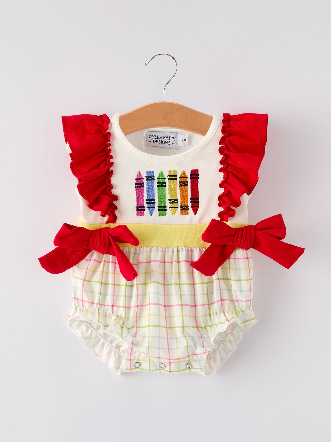 Back-To-School Embroidery Girls' Romper