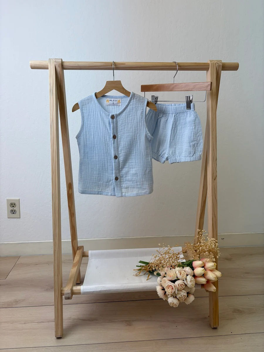 RTS Boys Blue Muslin Shorts Set