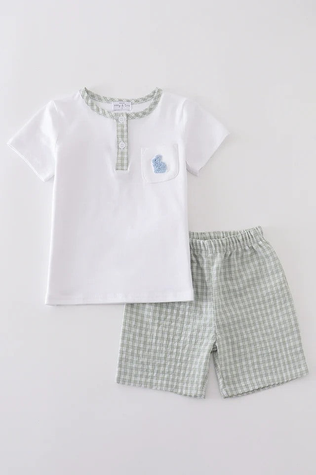 RTS French Knot Easter Bunny Shorts Set