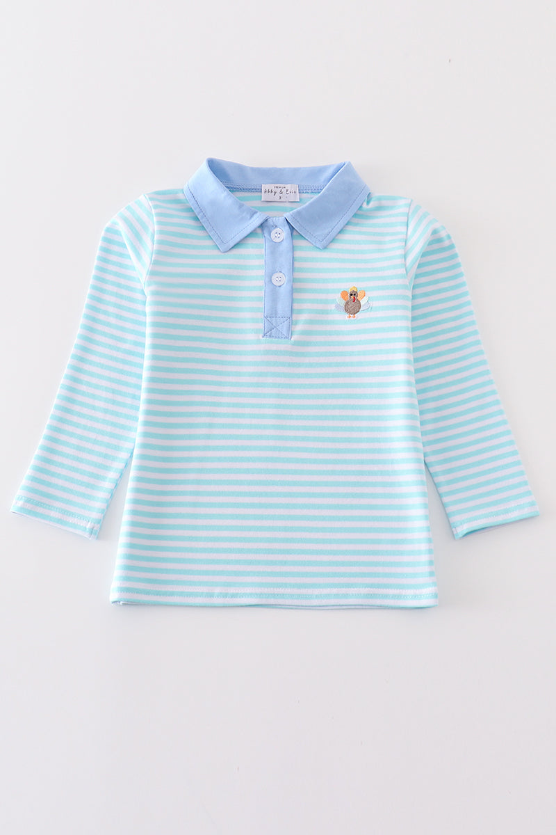 Blue Stripe Turkey Long Sleeve Shirt