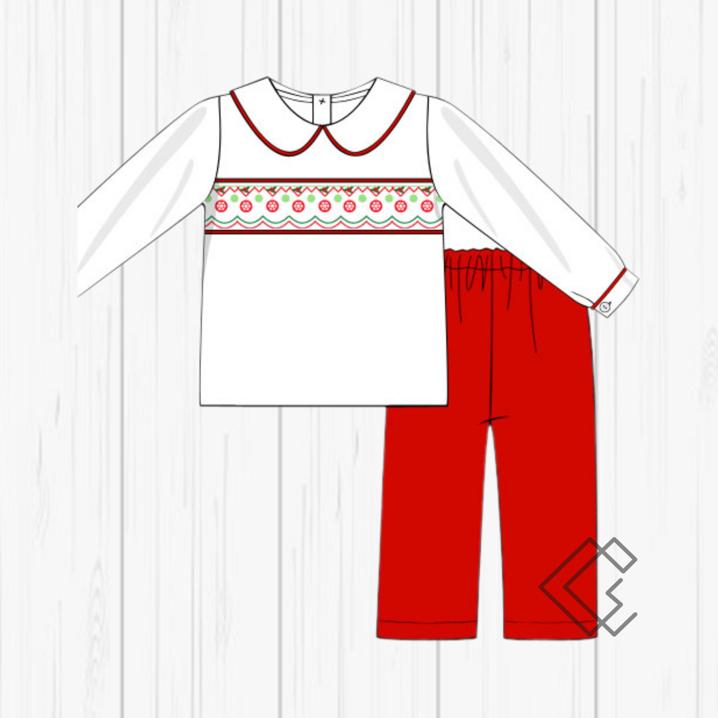 PREORDER Scallop Ornament Handsmocked Sets