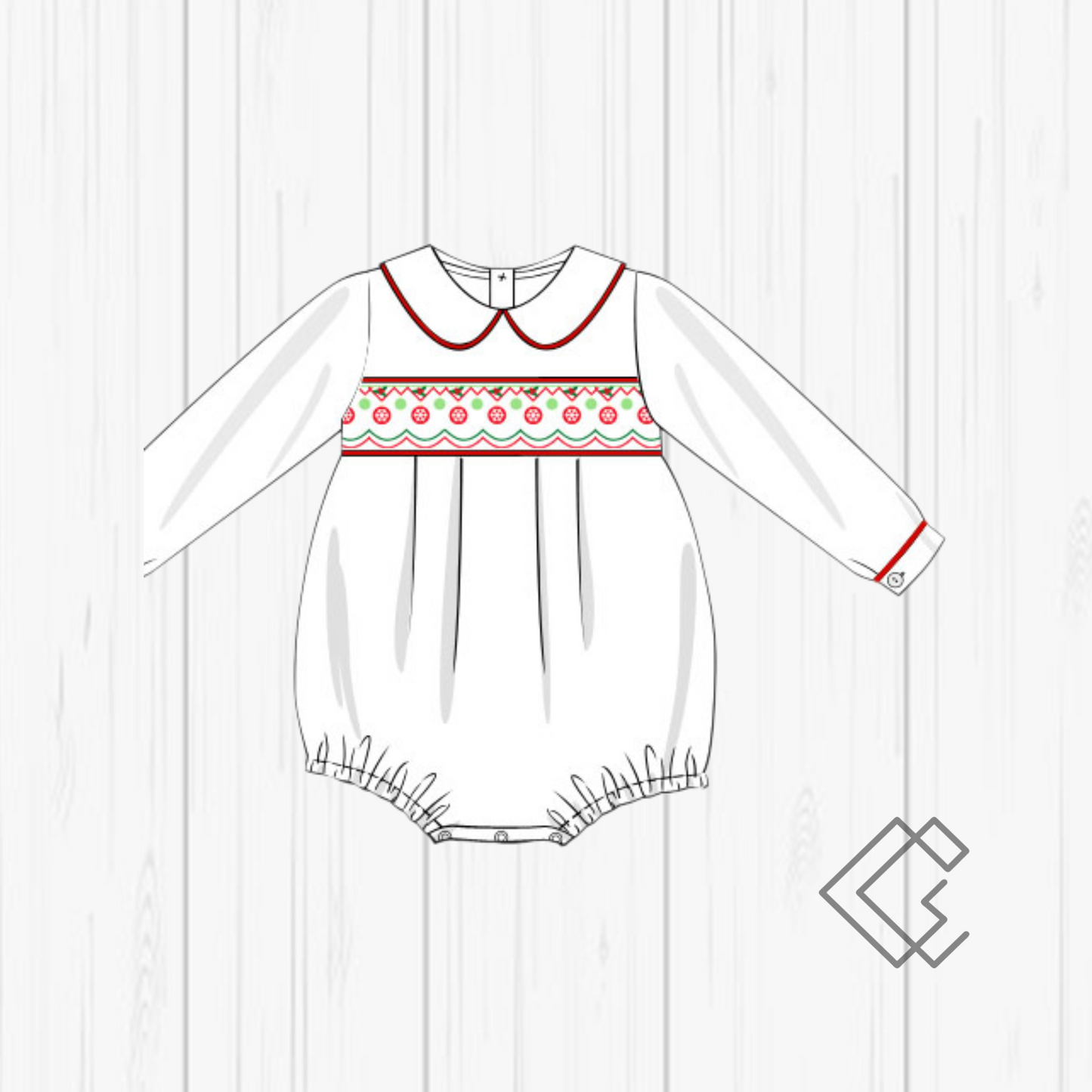 PREORDER Scallop Ornament Handsmocked Sets