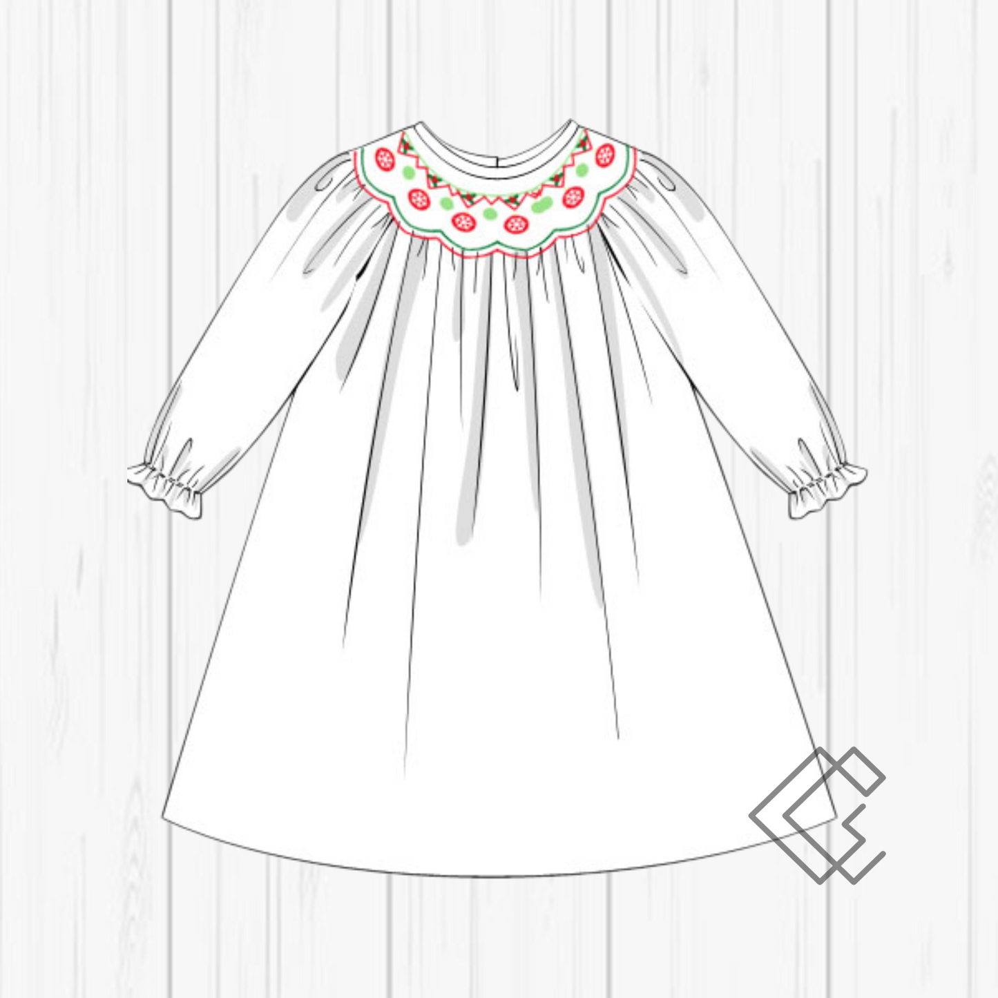 PREORDER Scallop Ornament Handsmocked Sets