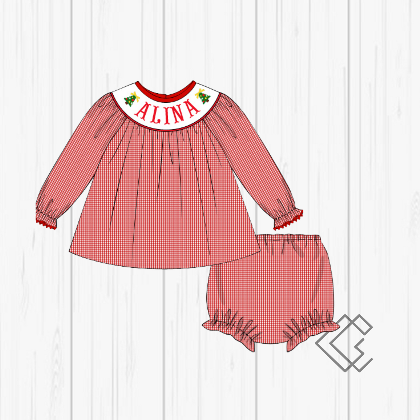 PREORDER Christmas Tree Handsmocked Sets