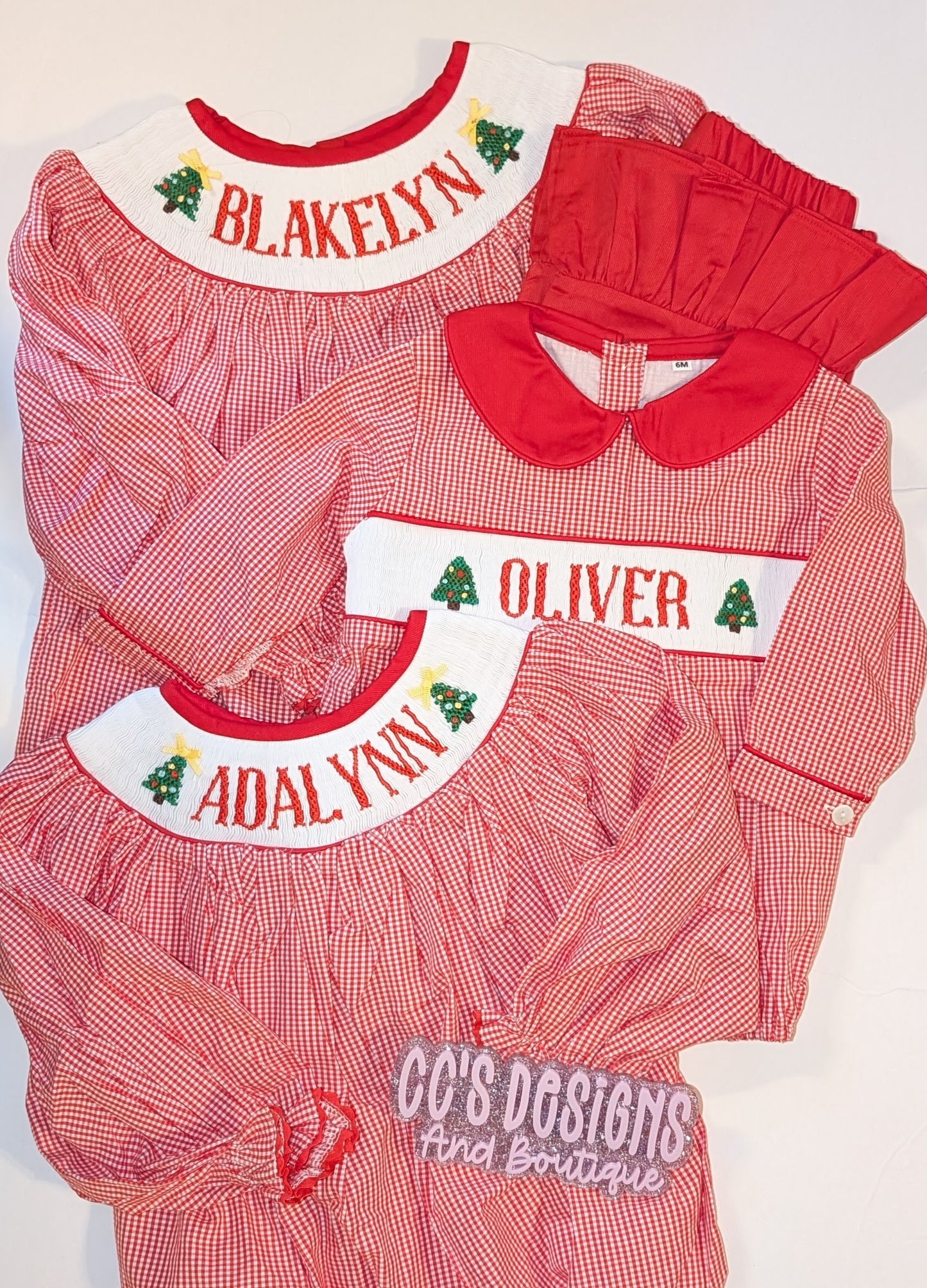 PREORDER Christmas Tree Handsmocked Sets