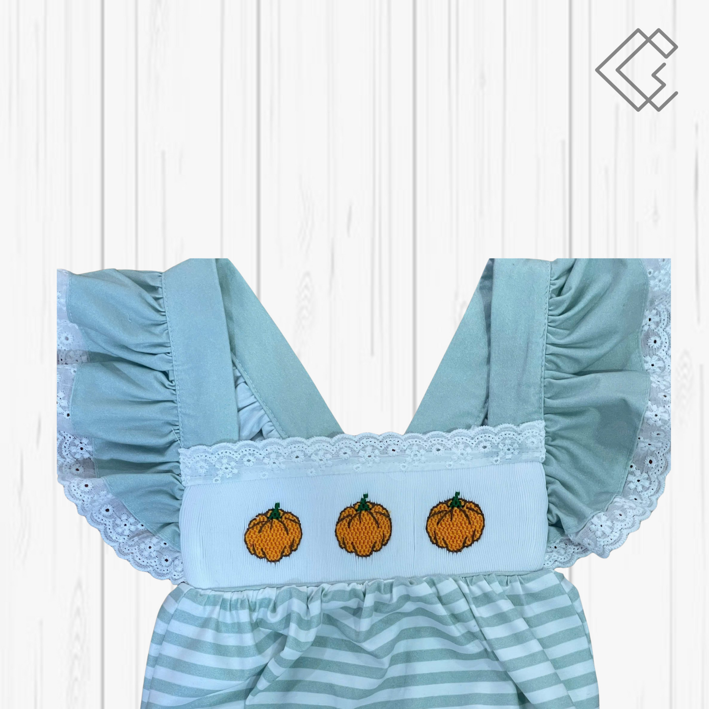 RTS Handsmocked Green Pumpkin Sets