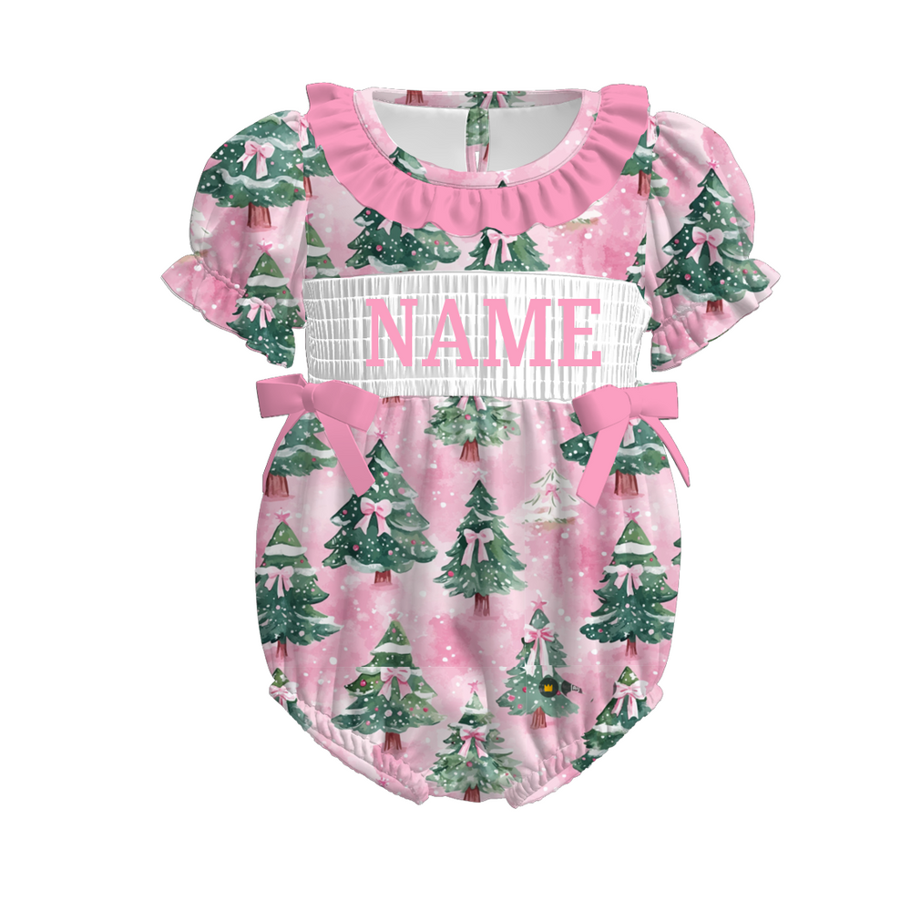 PREORDER Pink Christmas Tree Smocked Sets