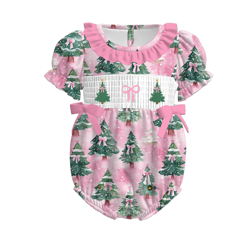PREORDER Pink Christmas Tree Smocked Sets