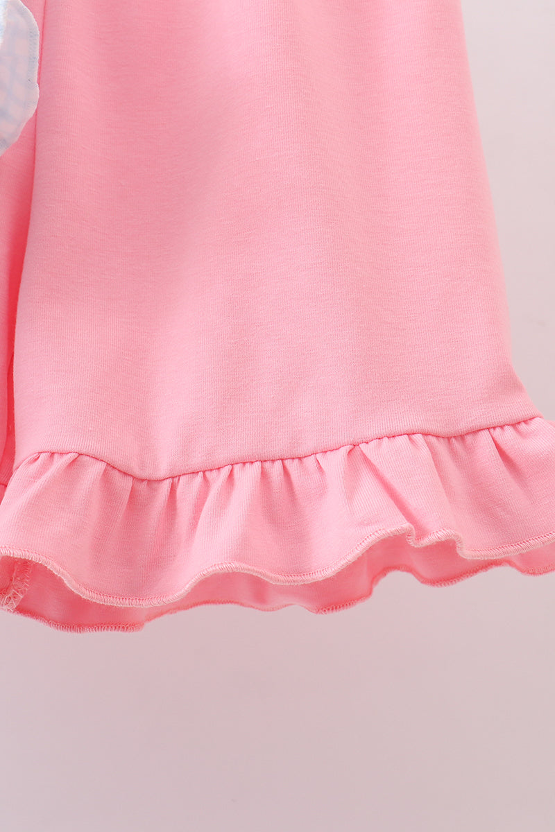 Blue golf cart smocked ruffle shorts set