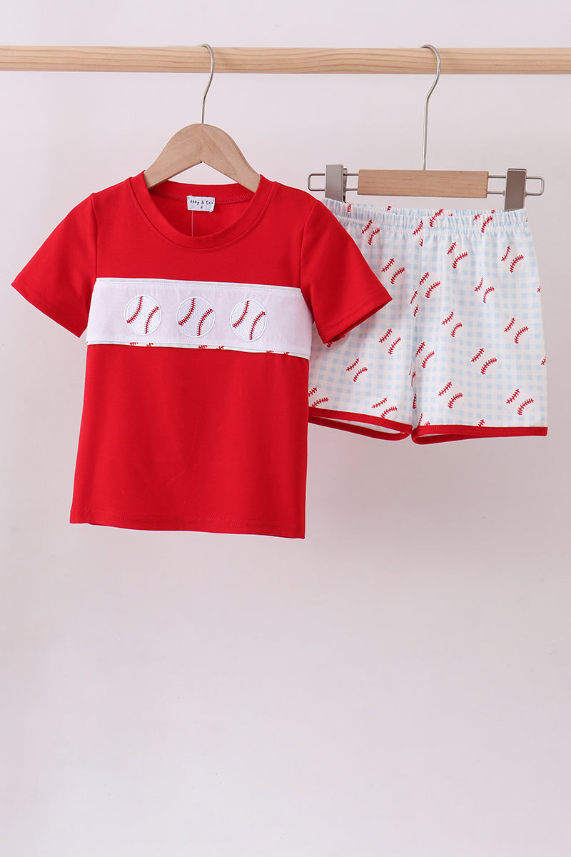 Baseball applique shorts set