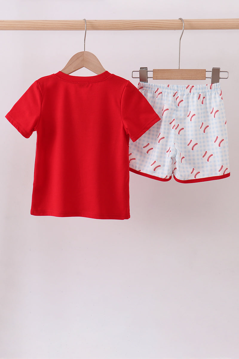 Baseball applique shorts set