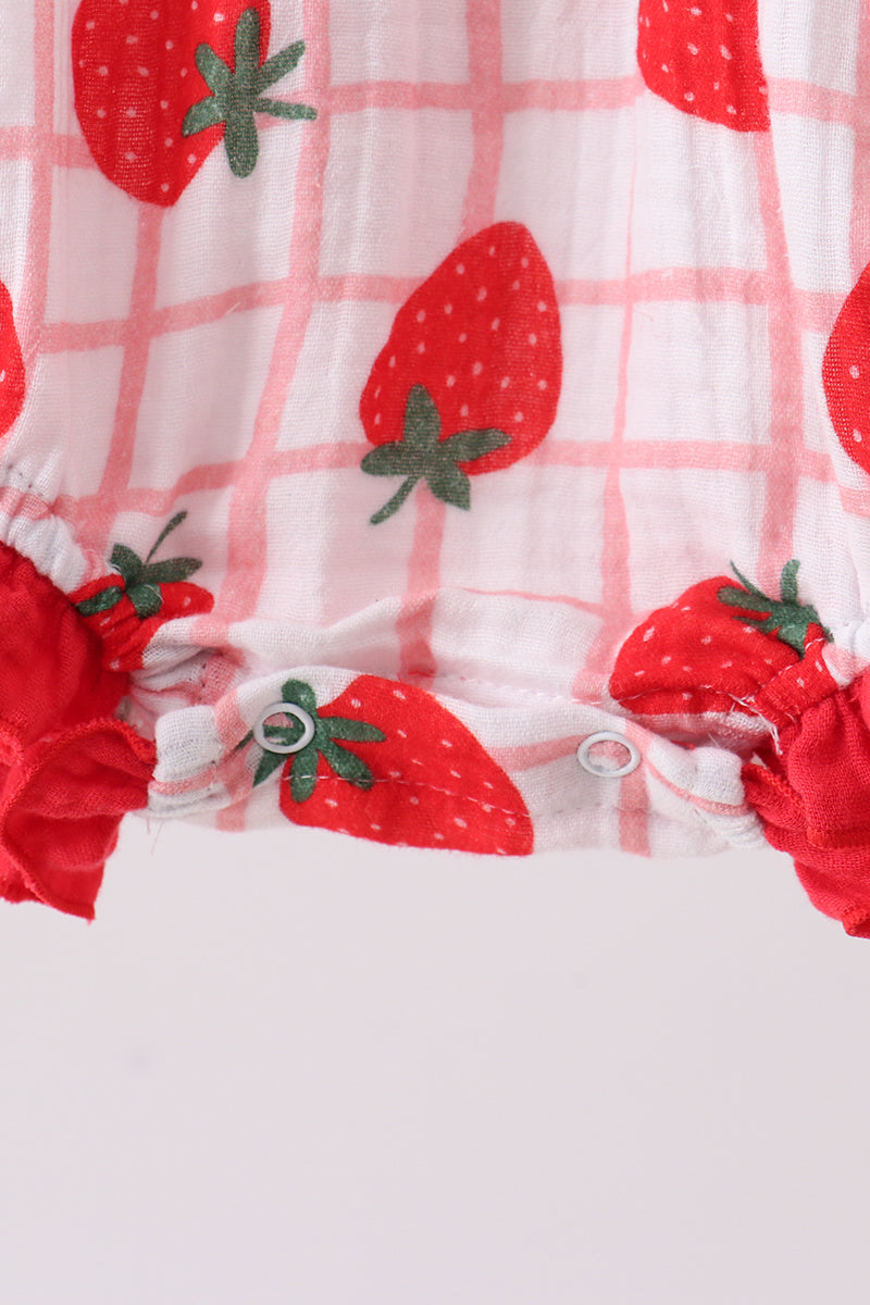 Red strawberry muslin plaid bubble