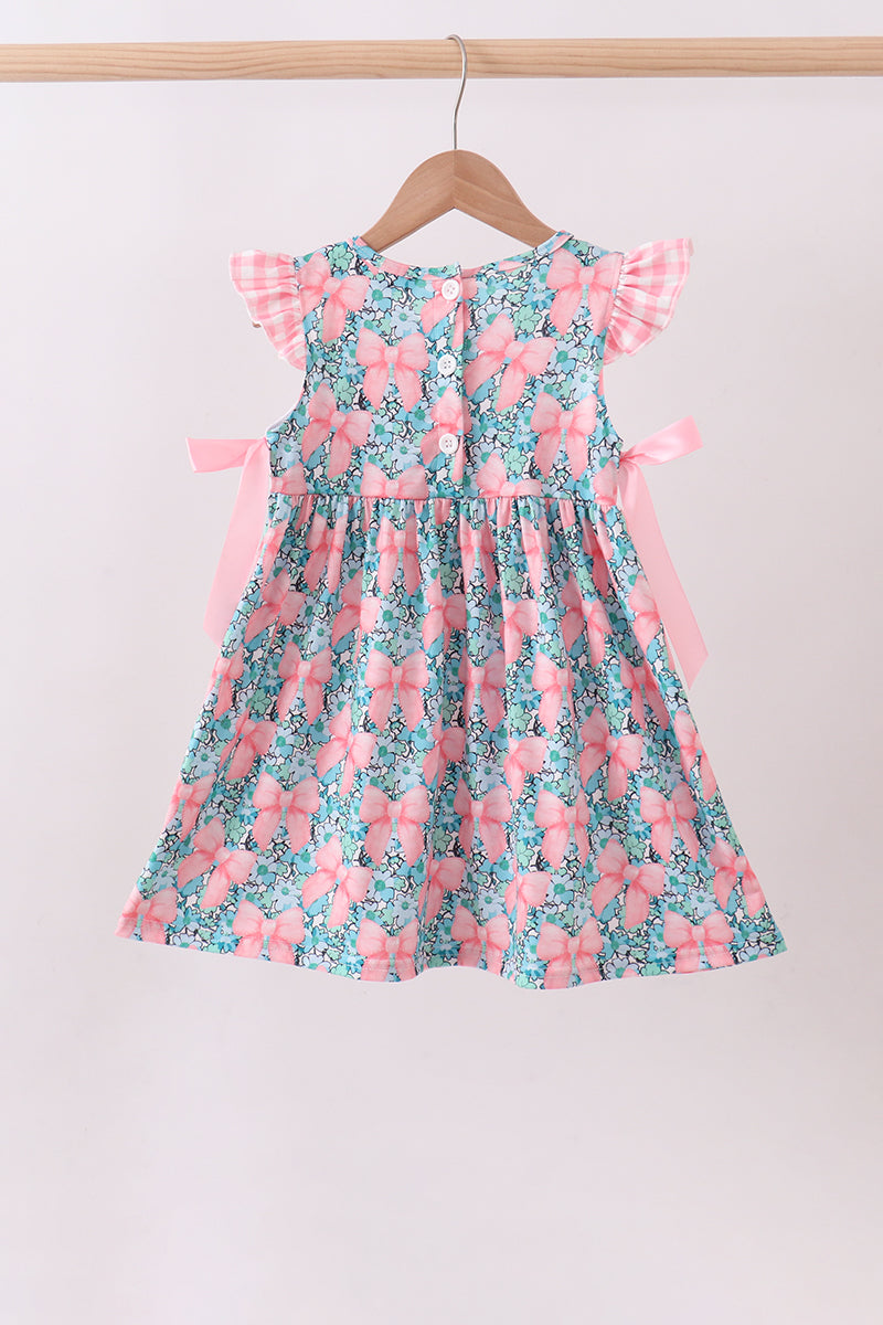 Pink floral mommy's girl embroidery ruffle dress