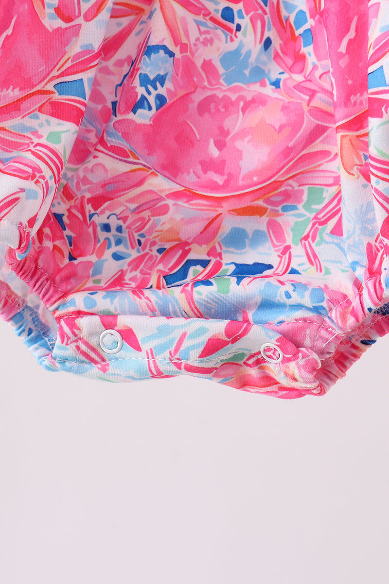 Pink floral smocked ruffle bubble