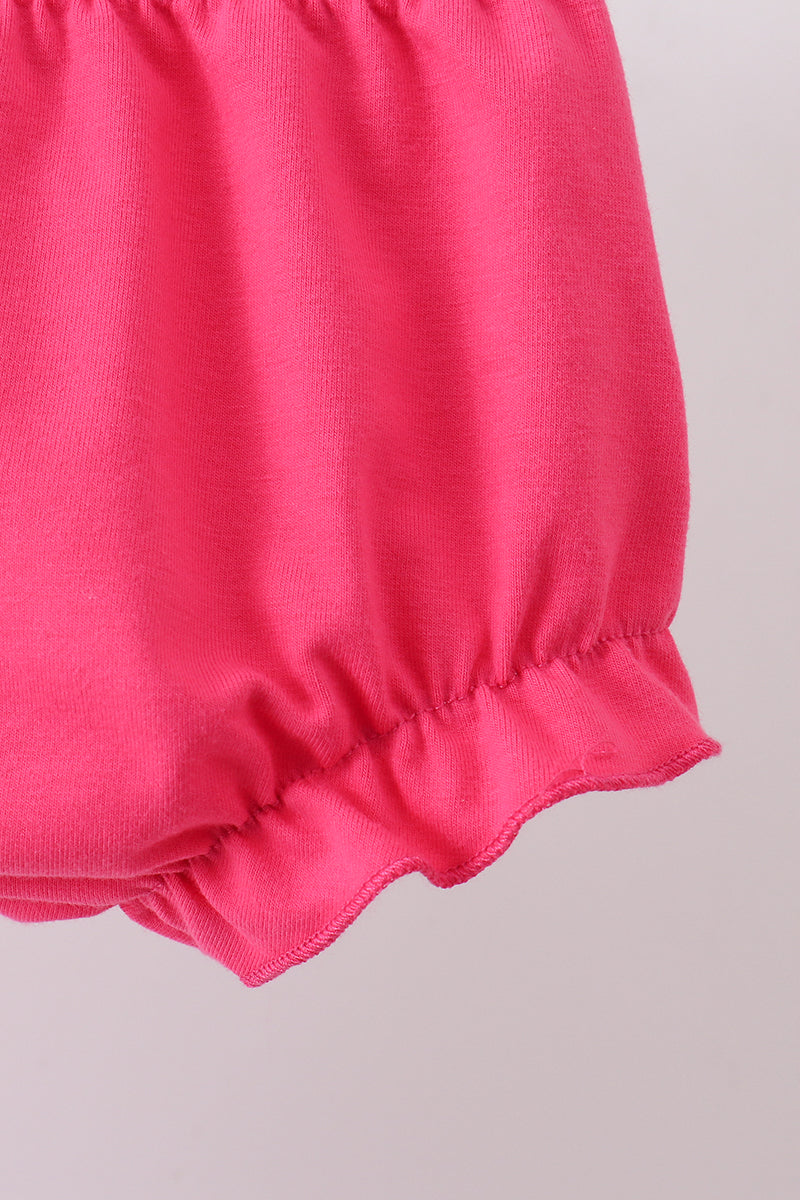 Pink floral smocked ruffle bloomer set