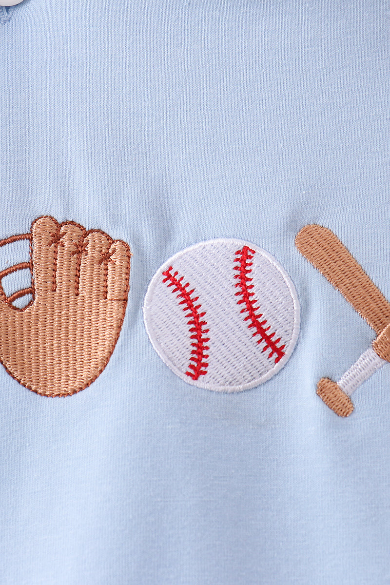 Blue baseball applique bubble