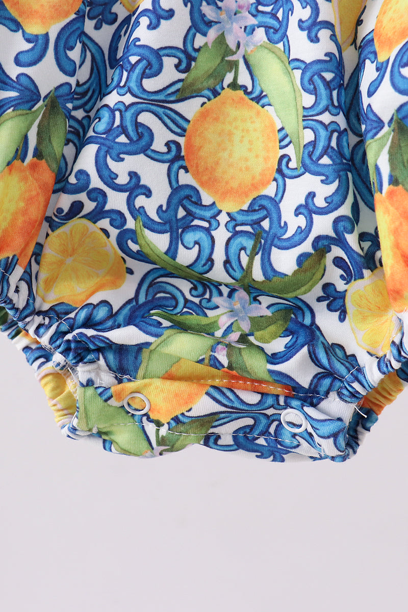 Lemon smocked ruffle bubble