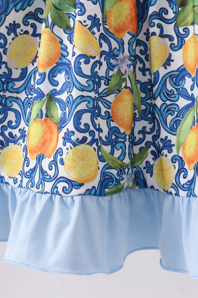 Lemon smocked ruffle dress