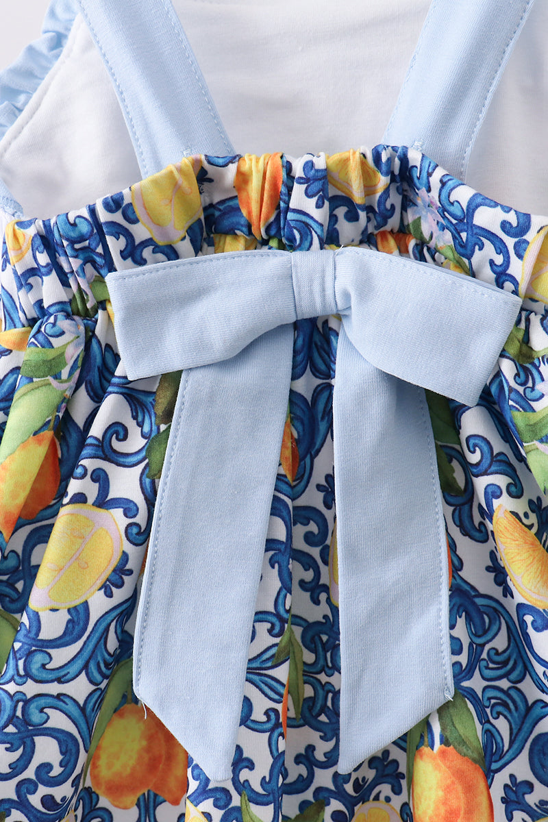Lemon smocked ruffle dress