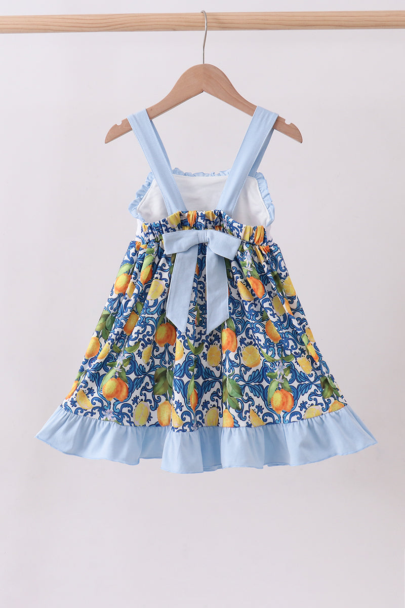 Lemon smocked ruffle dress