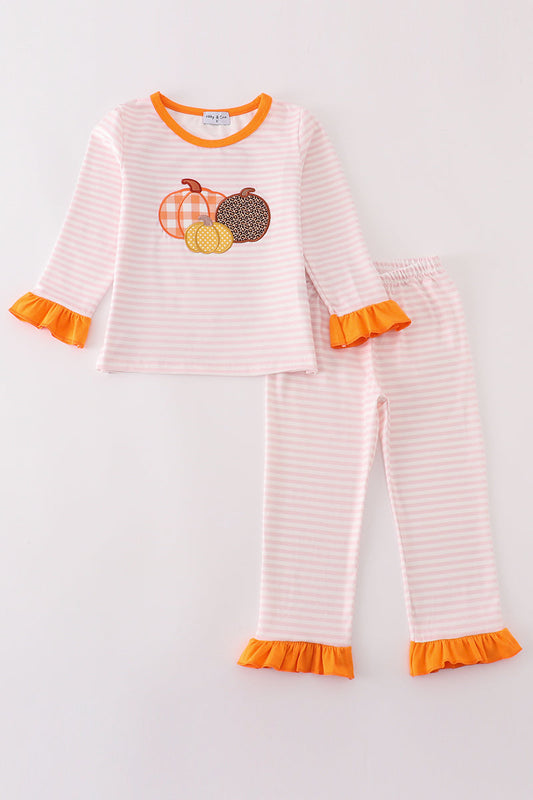Pink Stripe Pumpkin Pants Set