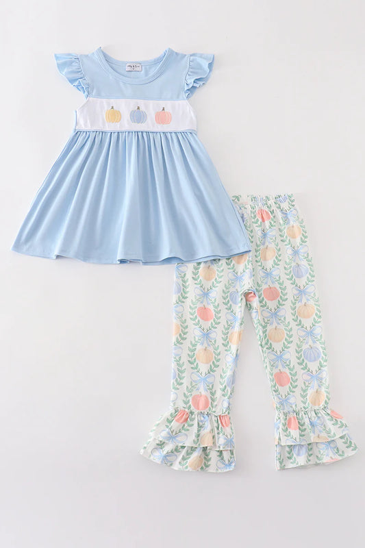 Blue Pumpkin Ruffle Pants Set