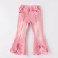 Pink Flared Elastic Jeans Denim pant