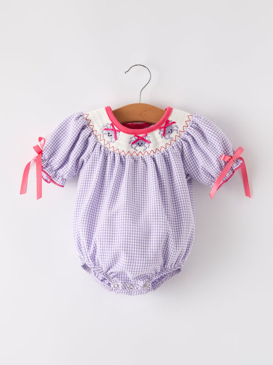 Halloween Spider Smock Embroidery Purple Girls Romper