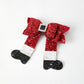 Christmas Red Sequined Zirconia Bow Hairpin