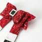 Christmas Red Sequined Zirconia Bow Hairpin