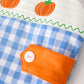 Fall Thanksgiving& Halloween Blue Pumpkin Smock Embroidery Baby Boy Romper
