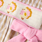 Fall Thanksgiving Lapel Plaid Chick Embroidery Smocking Bow Baby Girls Romper