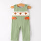 Fall Thanksgiving Chicken Smock Embroidered Green Boys Romper