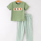 Fall Thanksgiving Turkey Smock Embroidered Green Plaid Boys 'Set