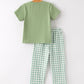 Fall Thanksgiving Turkey Smock Embroidered Green Plaid Boys 'Set