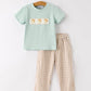 Fall Thanksgiving Plaid Chick Embroidery Smocking Boys Set